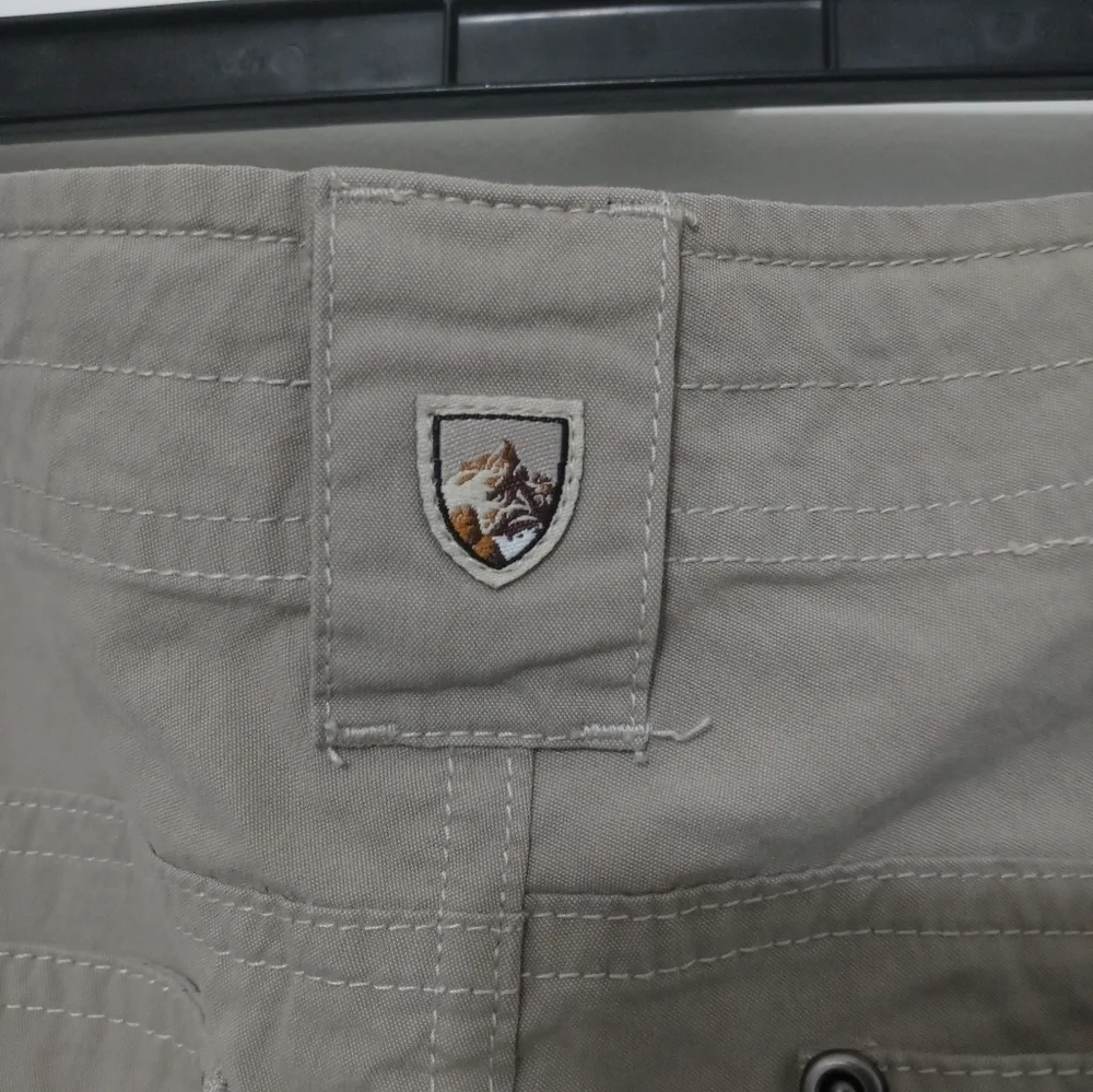 Kuhl beige Boys 18Slim Outdoor Hiking cargo School shorts with utility pockets